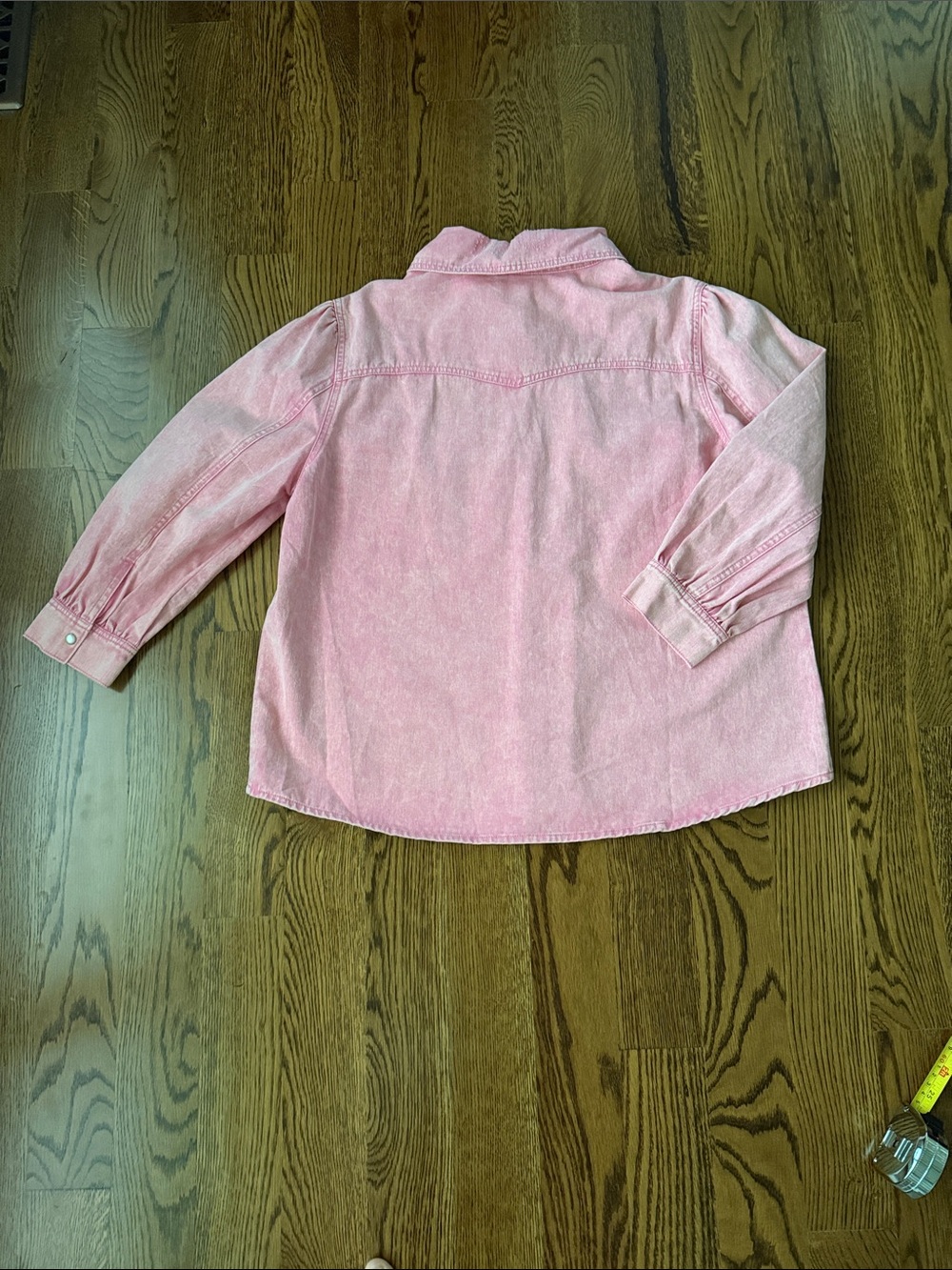 Entro pink canvas 3/4 puff sleeve shirt large - Picture 12 of 12